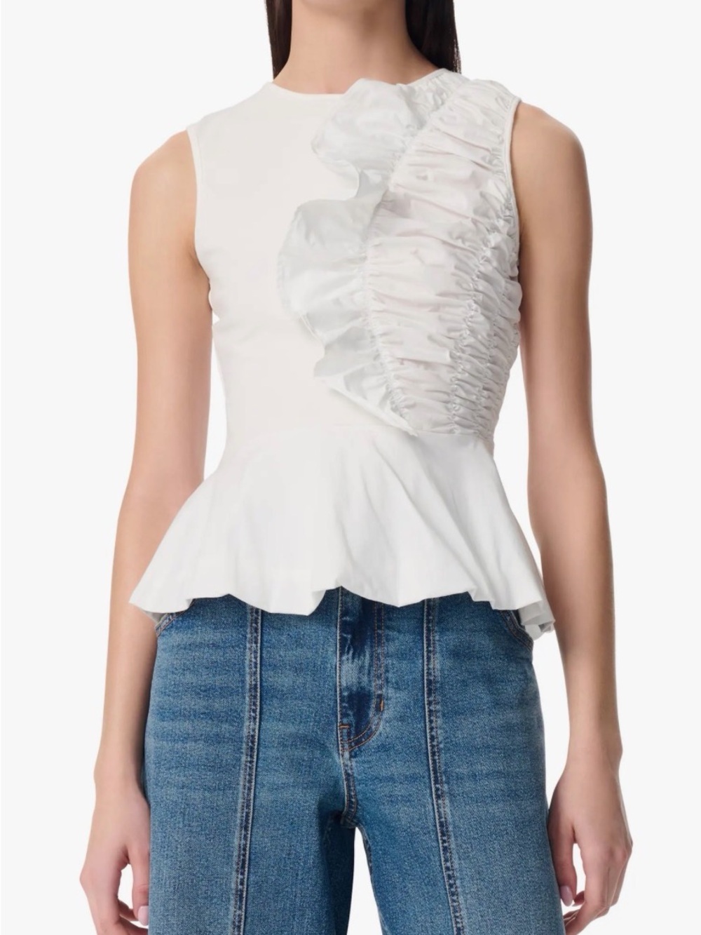 NWT Robert Rodriguez Rosa Bubble Peplum Top in Snow White Size XL